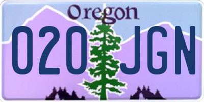 OR license plate 020JGN