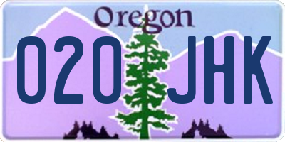 OR license plate 020JHK