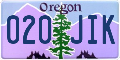 OR license plate 020JIK