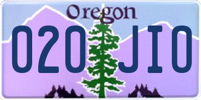 OR license plate 020JIO
