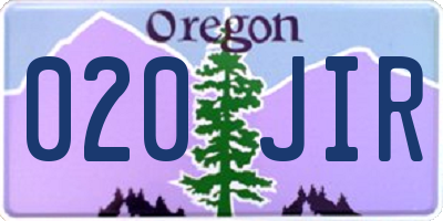 OR license plate 020JIR