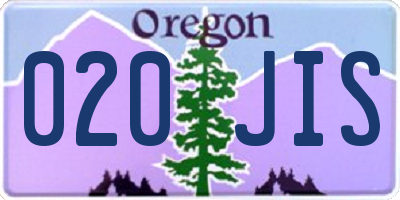 OR license plate 020JIS