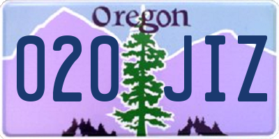 OR license plate 020JIZ