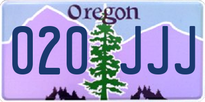 OR license plate 020JJJ