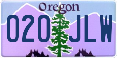OR license plate 020JLW