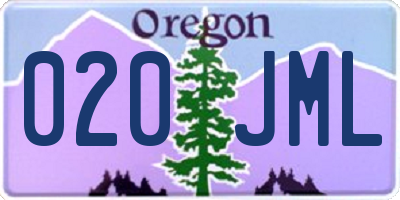 OR license plate 020JML