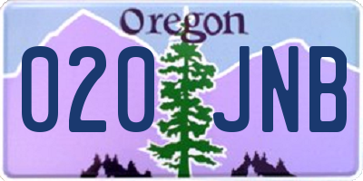 OR license plate 020JNB