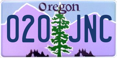 OR license plate 020JNC