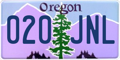 OR license plate 020JNL