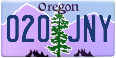 OR license plate 020JNY