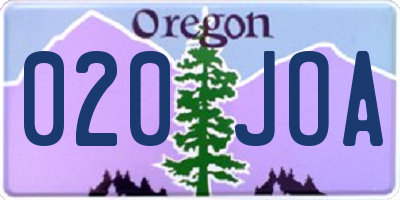 OR license plate 020JOA