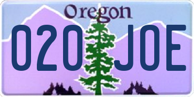 OR license plate 020JOE