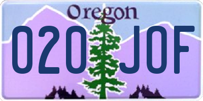 OR license plate 020JOF