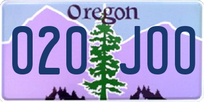OR license plate 020JOO
