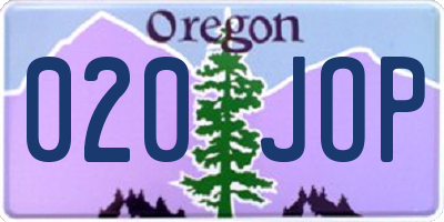 OR license plate 020JOP
