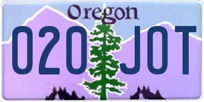 OR license plate 020JOT
