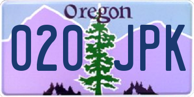 OR license plate 020JPK