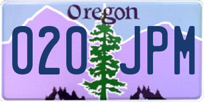 OR license plate 020JPM