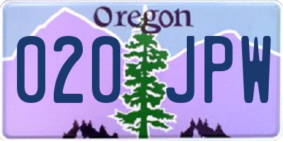 OR license plate 020JPW