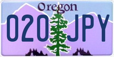 OR license plate 020JPY