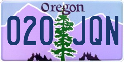 OR license plate 020JQN