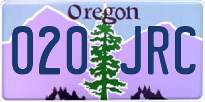 OR license plate 020JRC