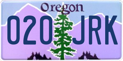 OR license plate 020JRK