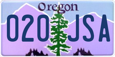 OR license plate 020JSA