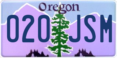 OR license plate 020JSM
