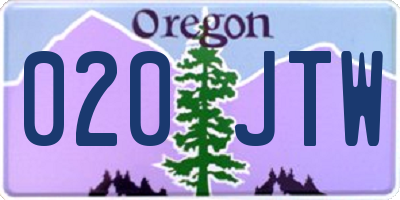 OR license plate 020JTW