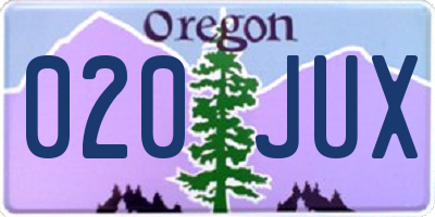 OR license plate 020JUX