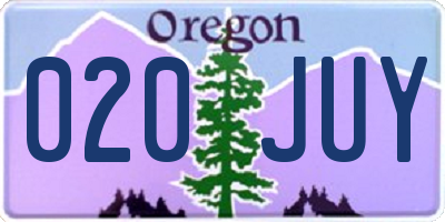 OR license plate 020JUY