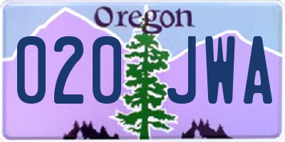 OR license plate 020JWA