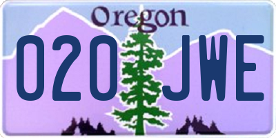 OR license plate 020JWE