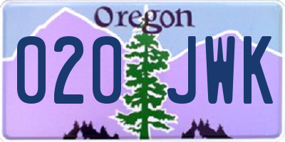 OR license plate 020JWK