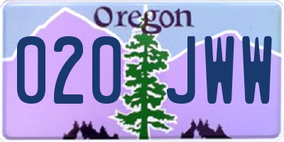 OR license plate 020JWW