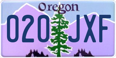 OR license plate 020JXF