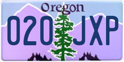 OR license plate 020JXP