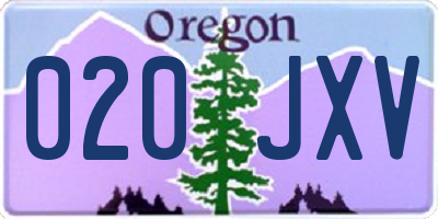 OR license plate 020JXV