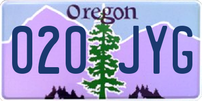 OR license plate 020JYG