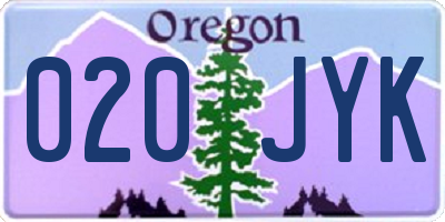 OR license plate 020JYK