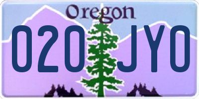 OR license plate 020JYO
