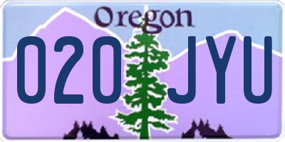 OR license plate 020JYU