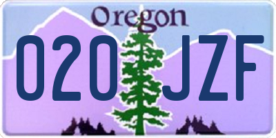 OR license plate 020JZF