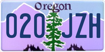 OR license plate 020JZH