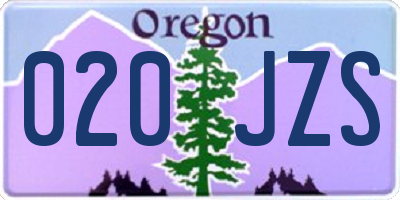 OR license plate 020JZS