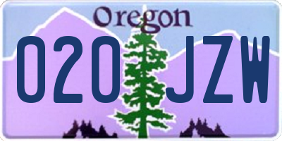 OR license plate 020JZW