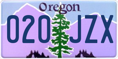 OR license plate 020JZX