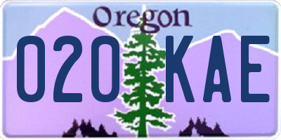 OR license plate 020KAE