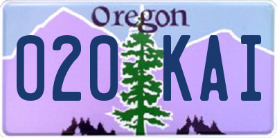 OR license plate 020KAI
